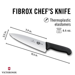 Victorinox close-up of Fibrox handle highlighting textured grip benefit: non-slip control