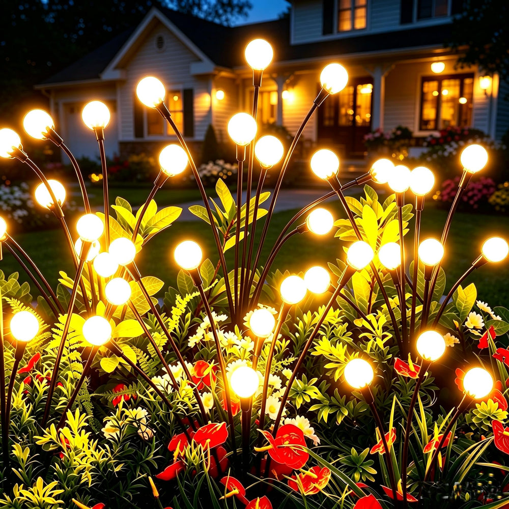 vignuto front packaging showing four garden lights and benefit of effortless setup
