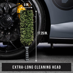 VIKING brush in use inside wheel barrel loosening brake dust and grime safely