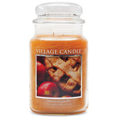 Village Candle warm apple pie front view showing jar and cozy scent