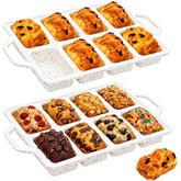 Vinino front view of two mini silicone loaf pans showing 8 cavities and stable rims for easy filling