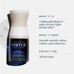 VIRTUE clear serum texture on hand showing fast-absorbing, non-greasy benefit
