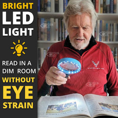 Vision Aid hands-free stand in use with book, enabling hands-free reading benefit