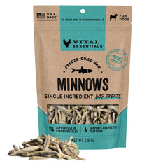 Vital Essentials front packaging showing 2.5 oz minnow bag and clear branding