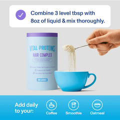 Vital Proteins powder dissolving in coffee for neutral taste and protein boost