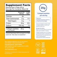 metal scoop with Vital Proteins powder measured for one 20g serving convenience