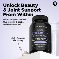 Vital Vitamins open bottle with capsules spilling out, highlighting easy daily use