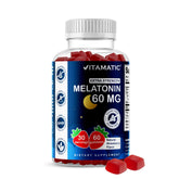 Vitamatic front packaging showing bottle and strawberry gummies for easy identification