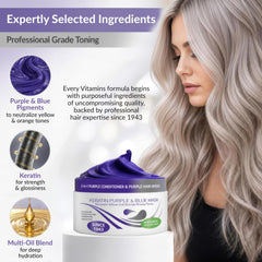 VITAMINS hair cosmetics before and after toning comparison showing visible brass reduction