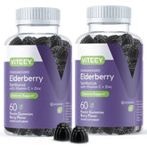 Viteey front packaging showing elderberry gummies and benefits