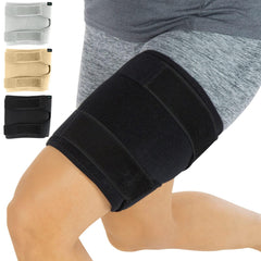Vive thigh brace front view showing slim profile and coverage for comfort