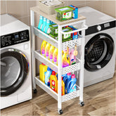 Vivihomety front view showing compact 4-tier storage and mobility benefit
