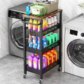 Vivihomety front view showing wood top and four tiers, enhancing organized storage