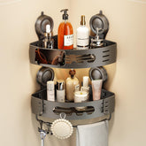 Voldra front view corner shelf showing clean installation and space-saving benefit