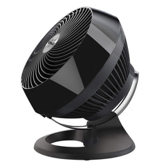 Vornado 660 front view showing black finish and compact footprint for efficient cooling