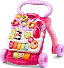 VTech front view pink walker showing engaging learning features and stability