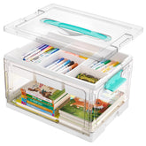 Vtopmart front view of clear craft organizer showing capacity and labels