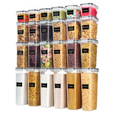 Vtopmart front packaging showing full 24-piece black set and organized pantry benefit