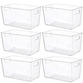 Vtopmart clear bins front view showing six-pack and organized benefit
