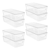 Vtopmart front view showing clear stackable bins and lids for visible storage