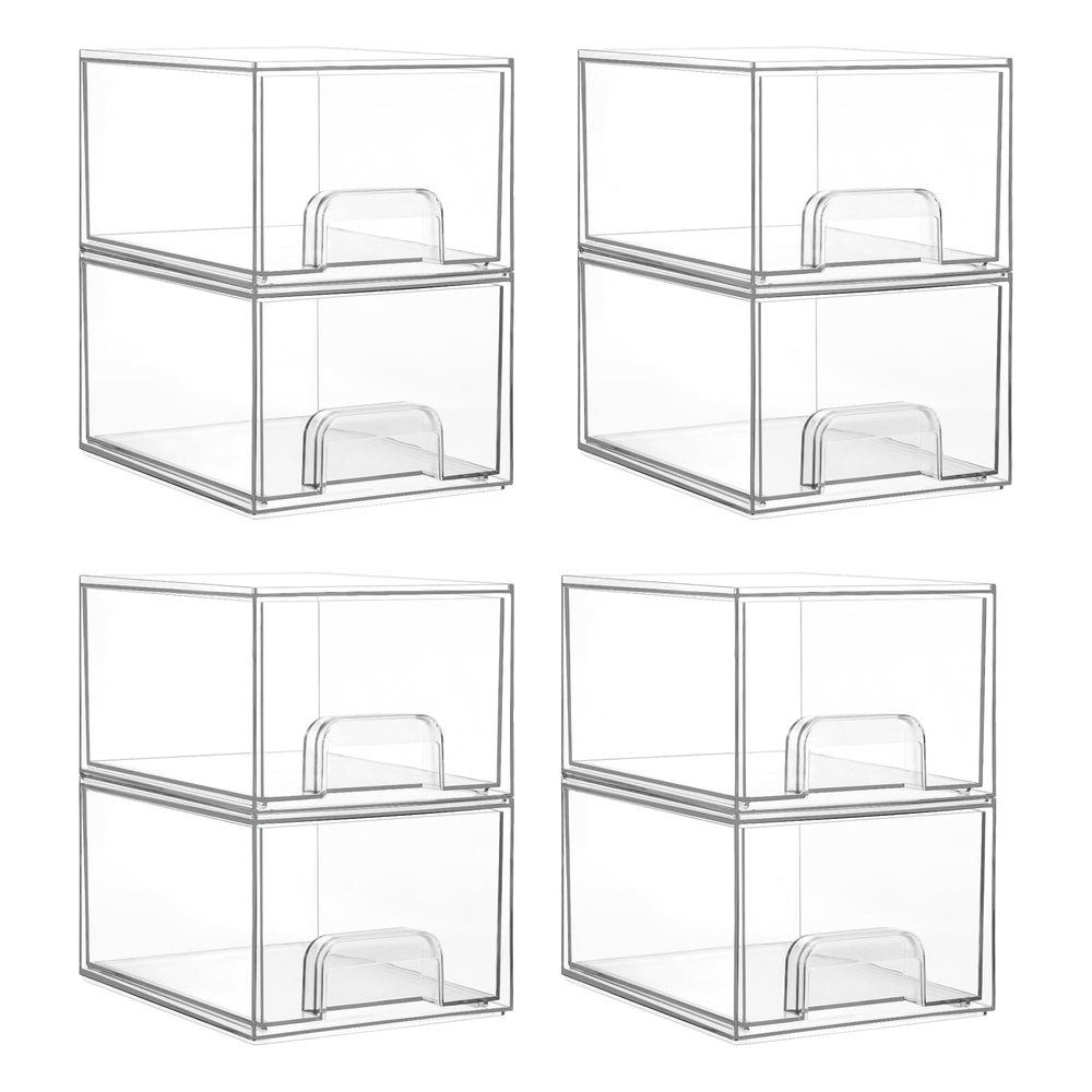 Vtopmart front view showing all eight clear stackable drawers for organized storage
