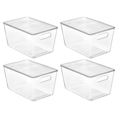 Vtopmart front view of four clear bins showing organization benefits