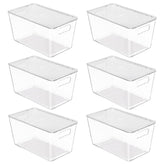 Vtopmart front view of six clear bins showing neat organization benefit
