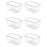Vtopmart front view of six clear pantry bins showing neat organization and quick access