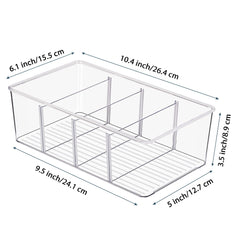 Vtopmart side profile showing stacked bins for compact, space-saving storage