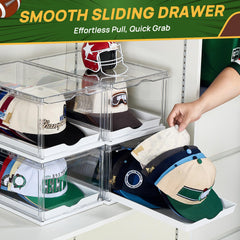 Vtopmart side profile of stacked boxes illustrating space-saving vertical storage benefit