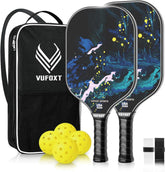 VUFOXT front view blue waves paddles showing shape and playable surface benefit