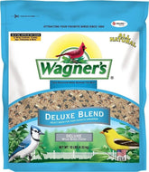 Wagner's front packaging of 10 lb deluxe wild bird food showing brand and blend benefits