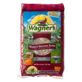 Wagner's 20 lb bag front packaging showing product and benefit attracting songbirds