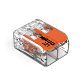 WAGO 221-412 front packaging showing 100-pack and compact design benefit