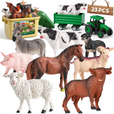 WAIIW front view of full farm playset showing all pieces and benefits of variety