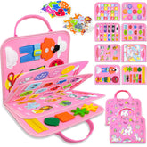 Walenty front cover showing pink unicorn and 8-page busy book, encourages exploration