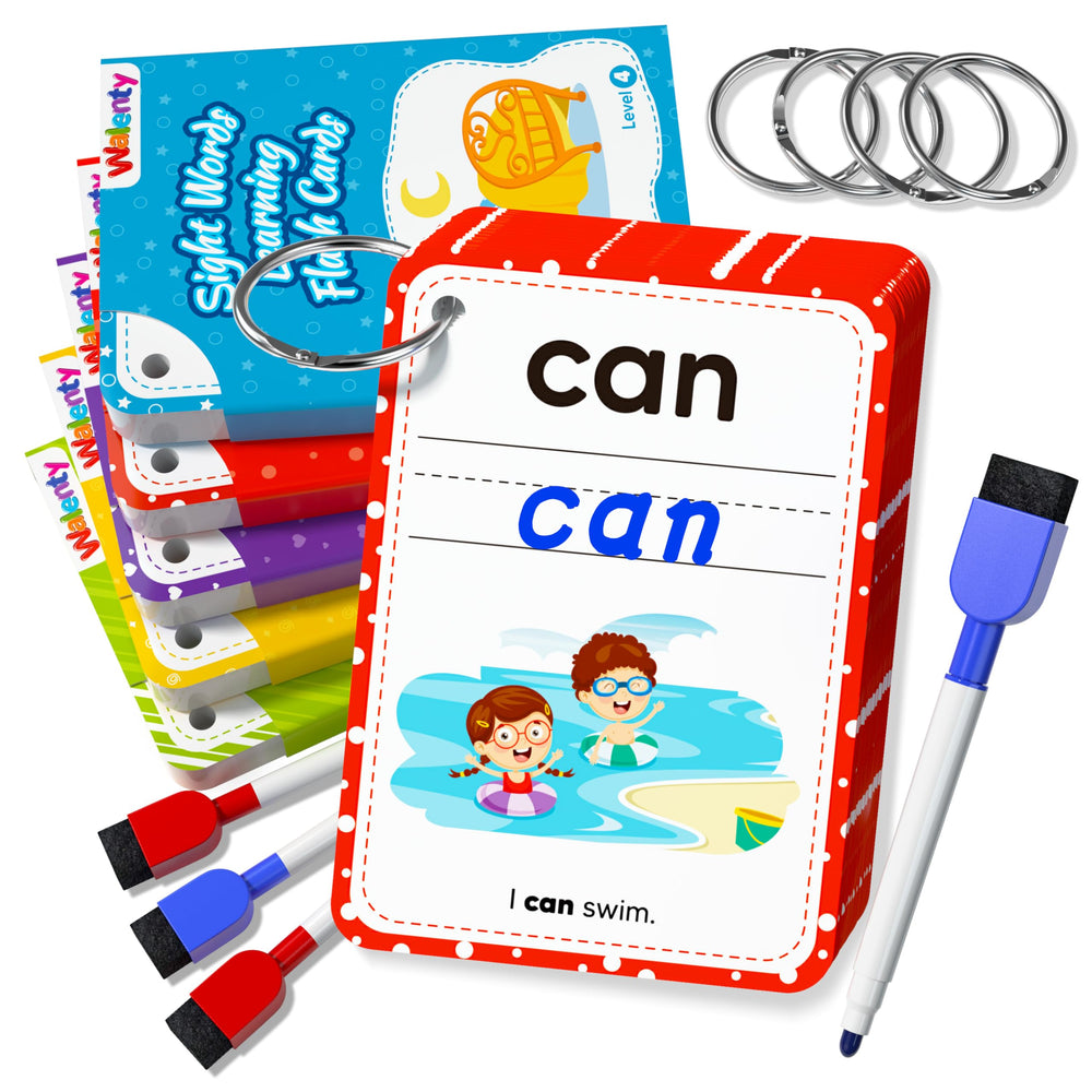 Walenty front packaging showing full sight words set and storage bag benefit