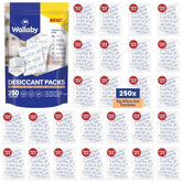 Wallaby front packaging showing 250 silica gel packets and product labeling for clarity
