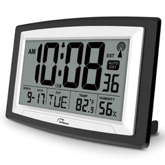 WallarGe atomic clock front display showing time and date for easy reading