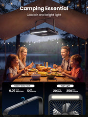 Warmco D4 lantern lit inside a tent, brand lighting for nighttime tasks