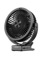 Warmco front view of 8-inch fan showing compact design and portability benefit