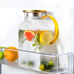 WARMSIMPLE front view of full pitcher showing elegant hammered glass and capacity benefit