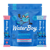Waterboy front packaging showing variety pack and health-forward branding benefit