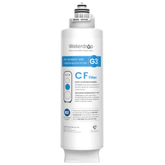 Waterdrop G3-N1CF front view showing cartridge and quick-twist connection for easy replacement