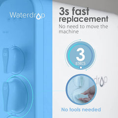 Waterdrop G3-N1CF held in hand for scale showing compact size and easy handling advantage