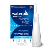 Waterpik Cordless Pulse 3100 front view showing compact design and benefits