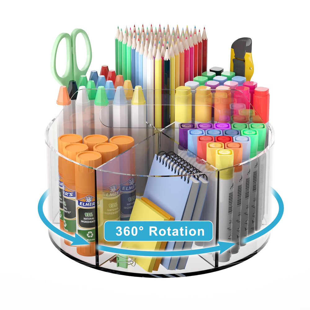 wawocs front view of rotating organizer showing neat desktop storage benefit