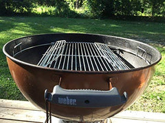 Weber grate installed on 22-inch kettle enabling quick charcoal access