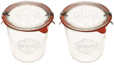 WECK front view of two 742 tulip jars showing clear glass and packaging benefit