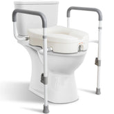 WeHwupe front view of raised toilet seat showing stable lift benefit
